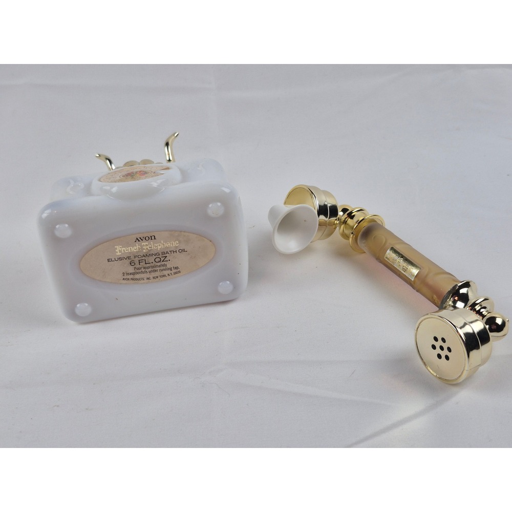 Avon French Telephone Foaming Bath Oil Decanter Milk Glass Vintage W Box Rare - Picture 7 of 9